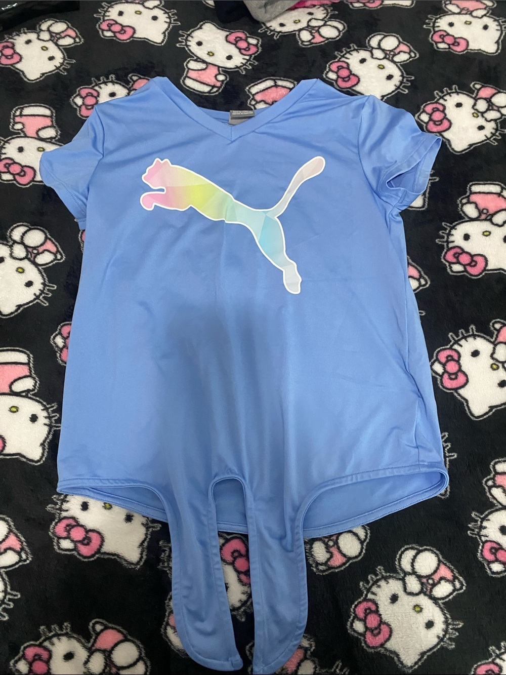 Puma Light Blue Kids One-Piece Romper with Rainbow Puma Logo